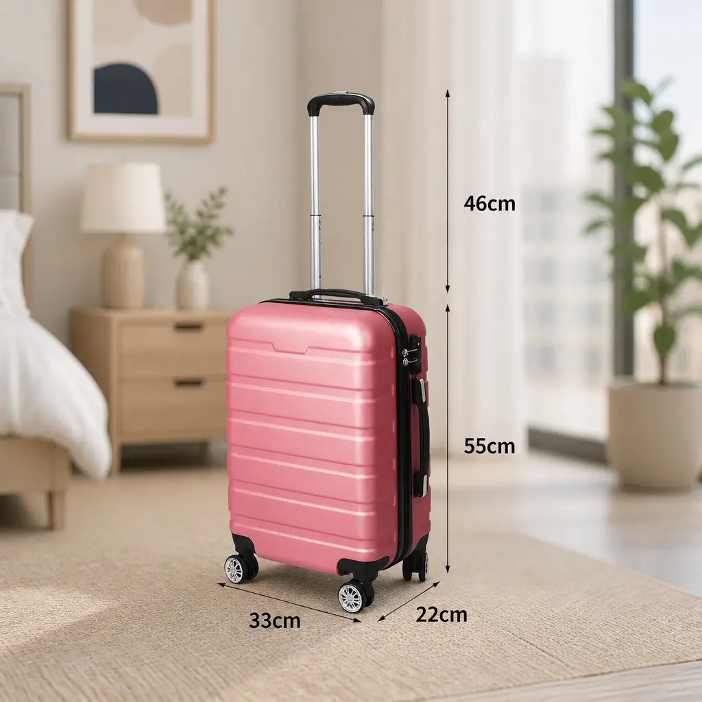 20 Inch Carry On Luggage Suitcase Hard Shell Lightweight Travel Case Rose Gold