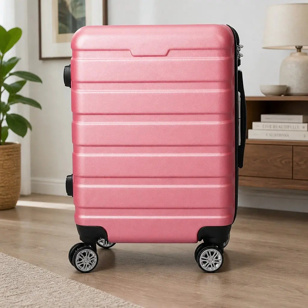 20 Inch Carry On Luggage Suitcase Hard Shell Lightweight Travel Case Rose Gold