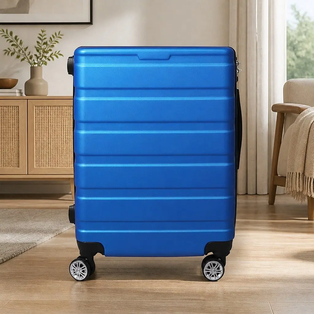 28 Inch Luggage Suitcase Blue Hard Shell Travel Carry-On with 360° Rotatable Wheels and Retractable Aluminium Handle
