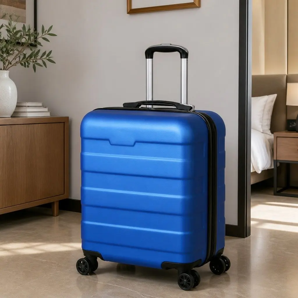 28 Inch Luggage Suitcase Blue Hard Shell Travel Carry-On with 360° Rotatable Wheels and Retractable Aluminium Handle