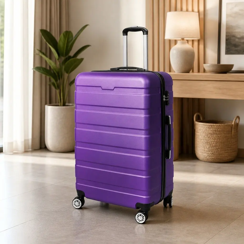 28 Inch Luggage Suitcase Purple Hard Shell Travel Case with Spinner Wheels