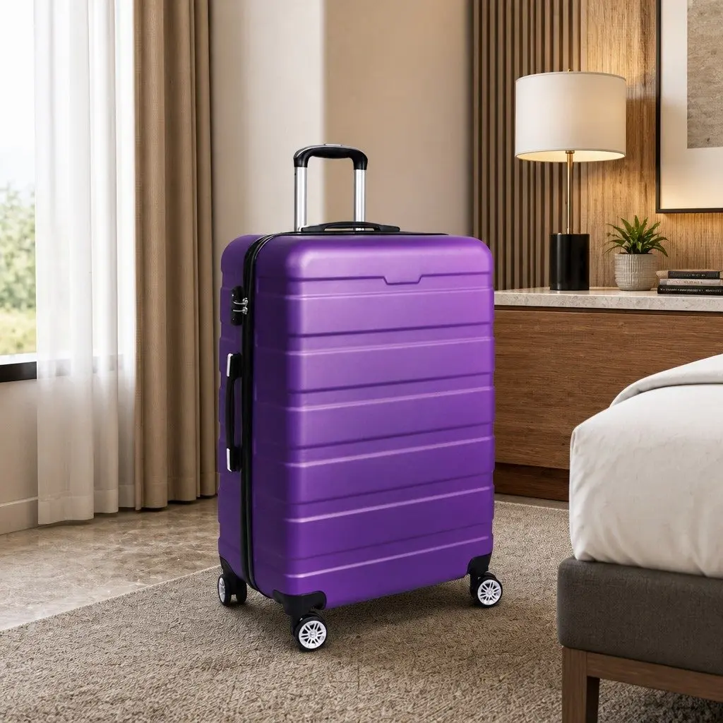 28 Inch Luggage Suitcase Purple Hard Shell Travel Case with Spinner Wheels