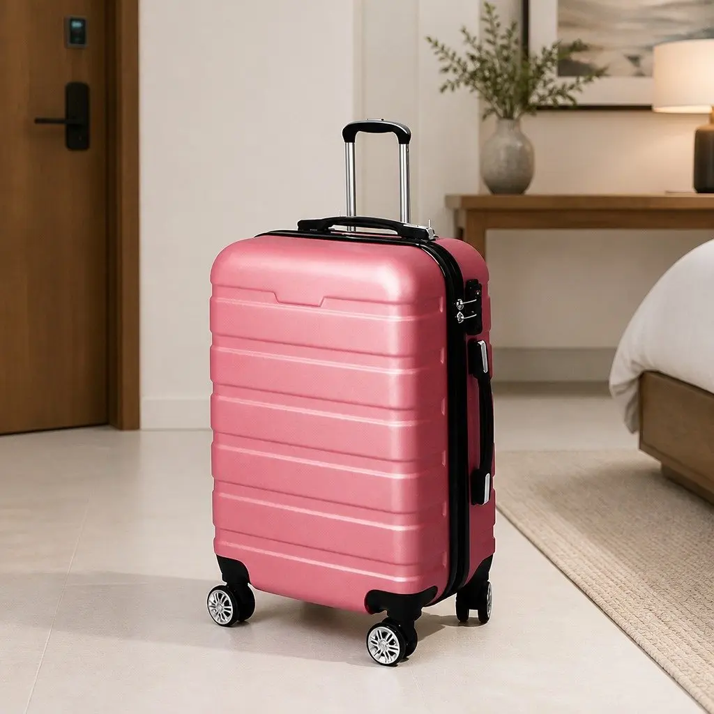 28 Inch Luggage Suitcase Rose Gold Hard Shell Expandable Travel Case