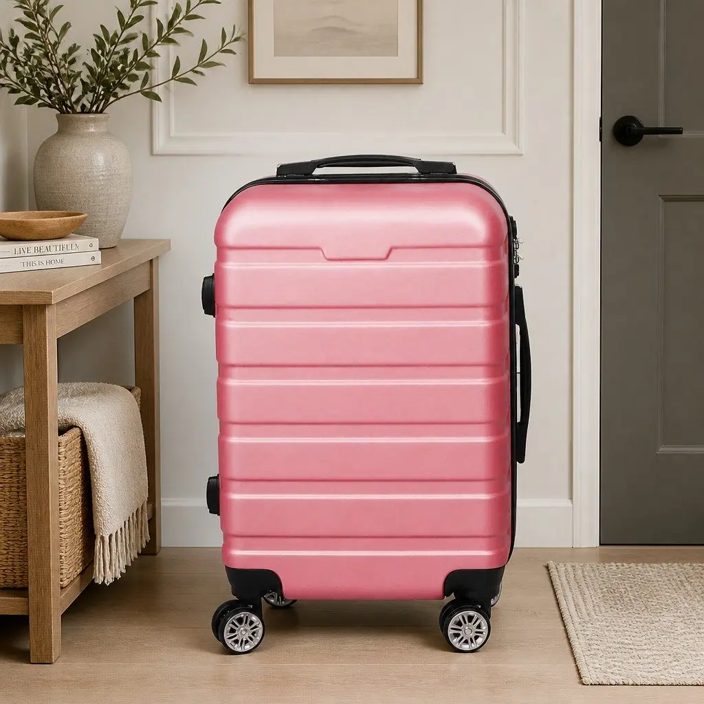 28 Inch Luggage Suitcase Rose Gold Hard Shell Expandable Travel Case