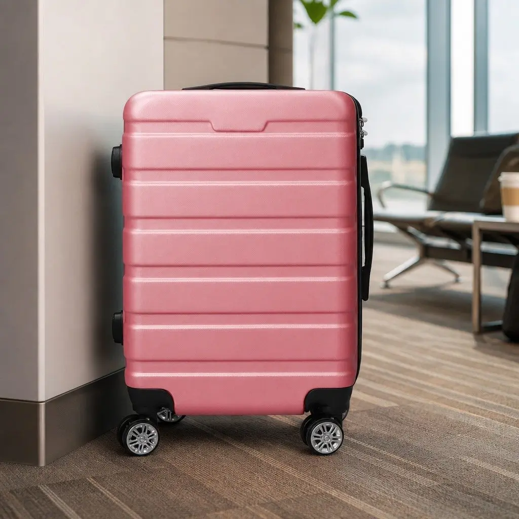 28 Inch Luggage Suitcase Rose Gold Hard Shell Expandable Travel Case