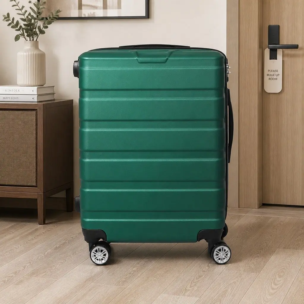 3-Piece Luggage Set Green Hard Shell Suitcase Travel Spinner Wheels Carry Handle