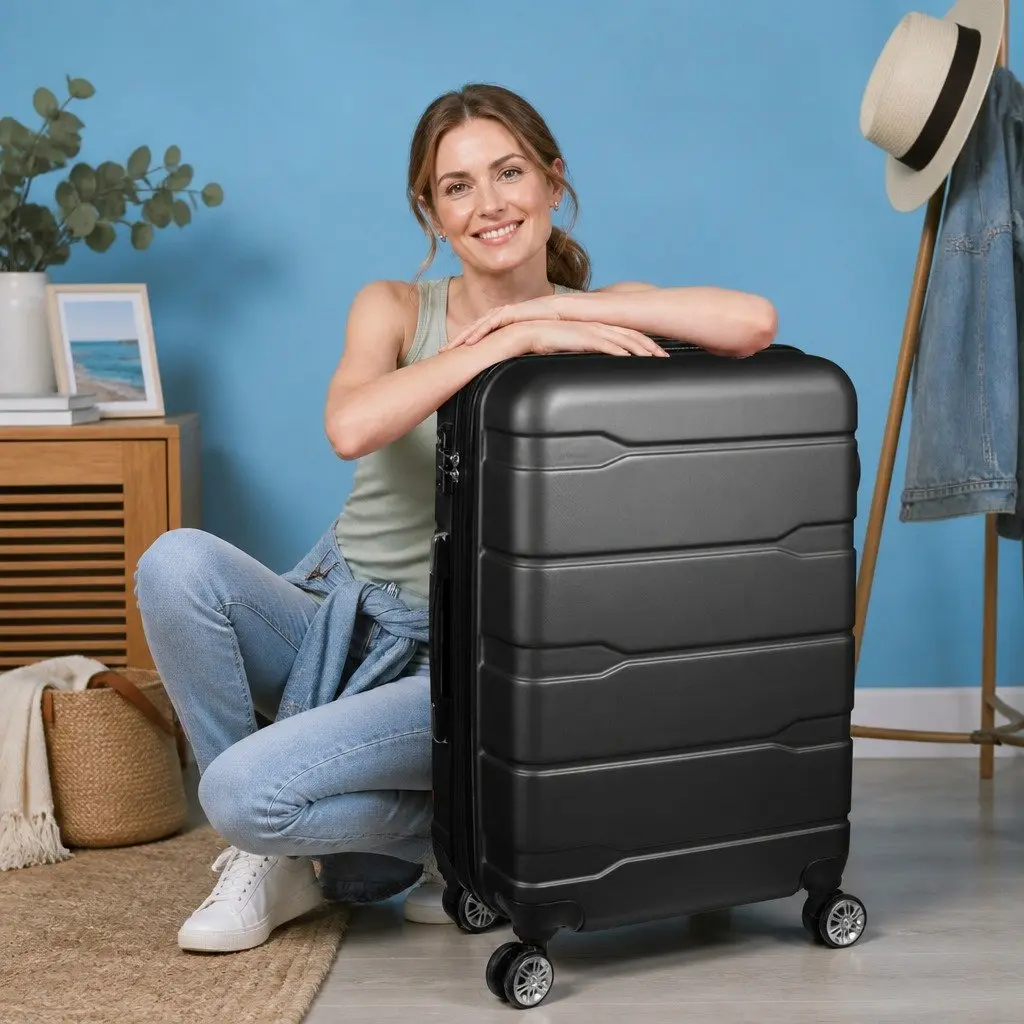 28 Inch Expandable Hard Shell Suitcase Rose Gold Lightweight 360° Wheels