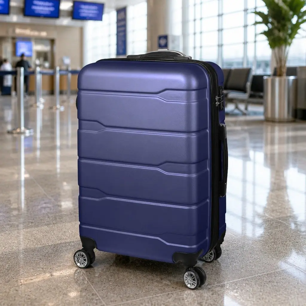 28 Inch Expandable Hard Shell Suitcase Navy Lightweight 360 Degree Spinner Wheels Combination Lock