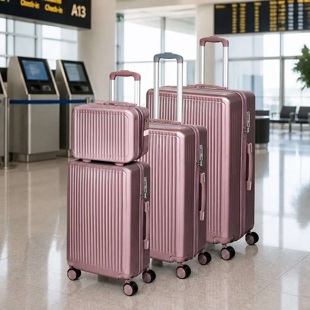 Luggage Suitcase Set Rose Gold Hard Shell 4 Piece Trolley Case 14" 20" 24" 28
