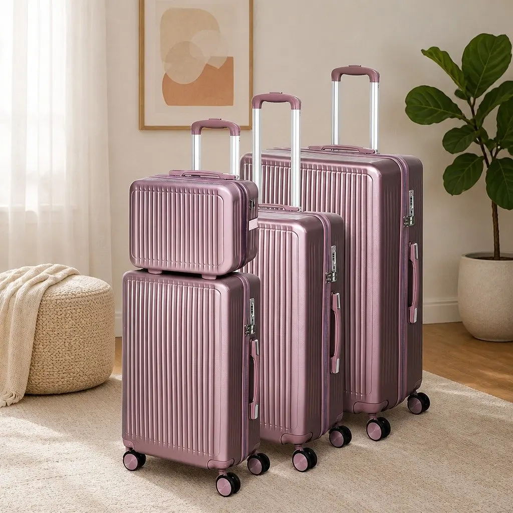 Luggage Suitcase Set Rose Gold Hard Shell 4 Piece Trolley Case 14" 20" 24" 28