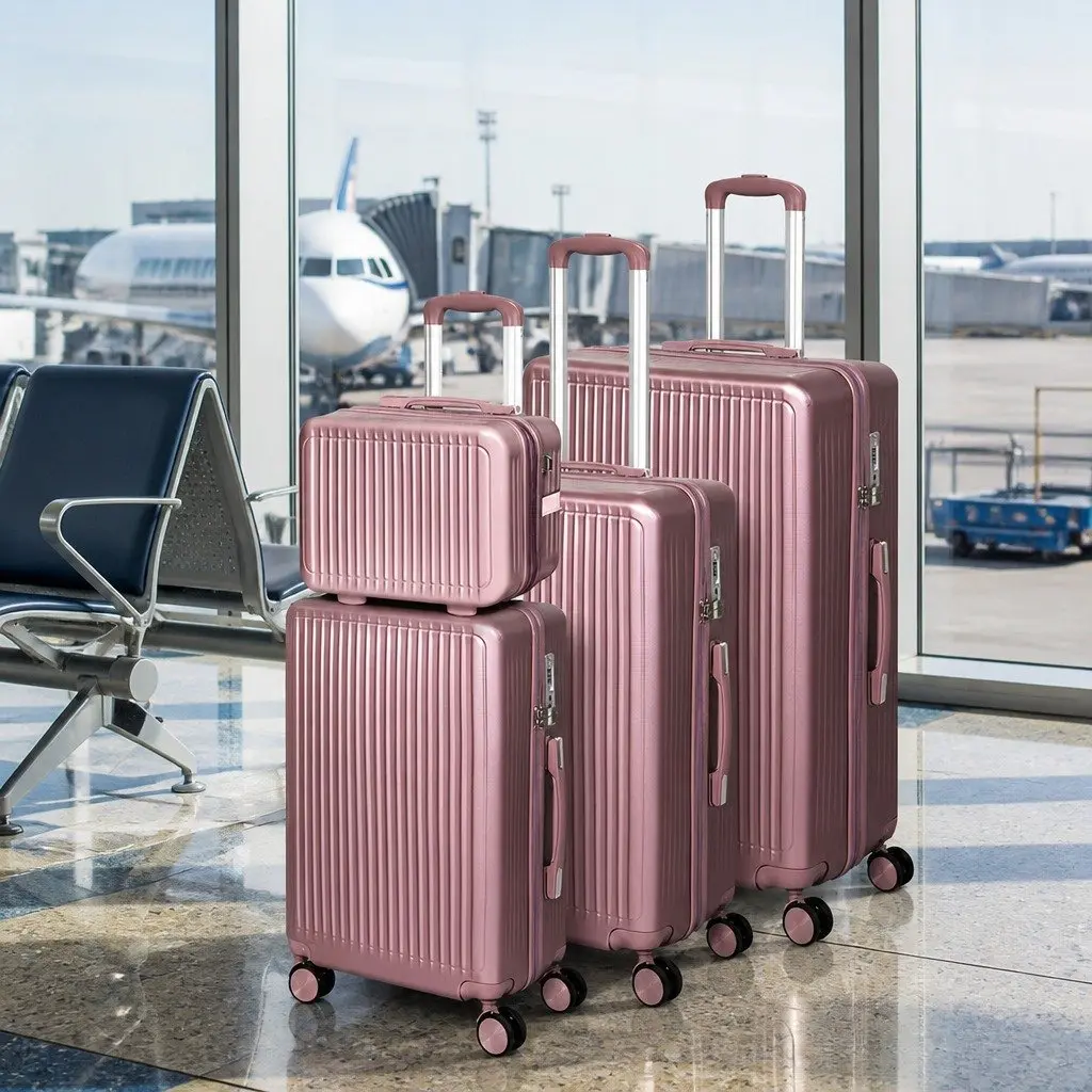 Luggage Suitcase Set Rose Gold Hard Shell 4 Piece Trolley Case 14" 20" 24" 28