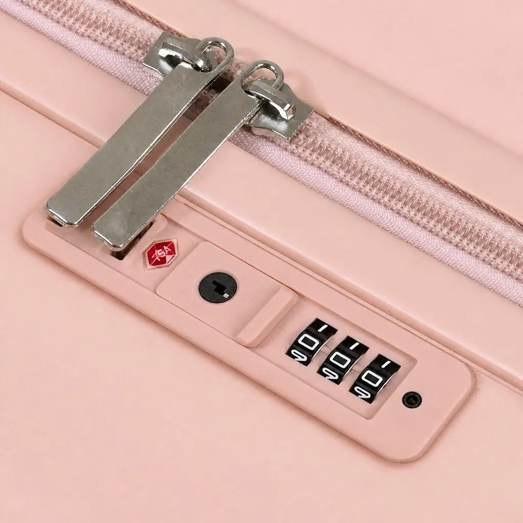26 Inch Pink Hard Shell Suitcase Travel Bag Front Opening Luggage Trolley Case