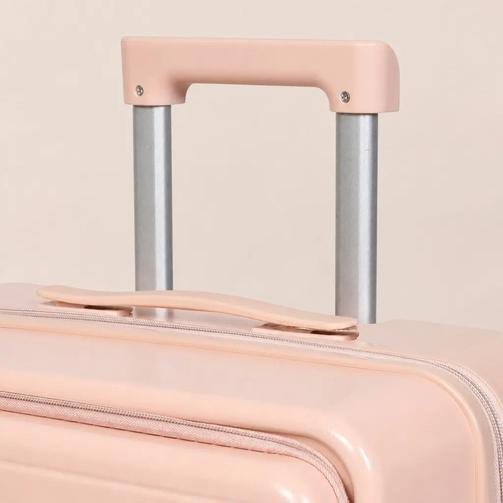 26 Inch Pink Hard Shell Suitcase Travel Bag Front Opening Luggage Trolley Case
