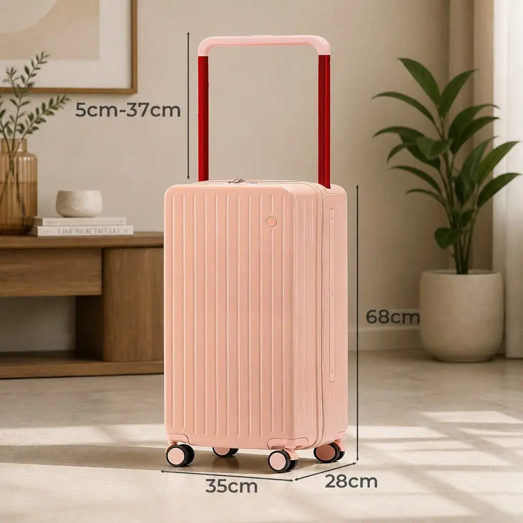 Luggage Hard Case Pink 26 Inch Wide Handle Suitcase with TSA Lock