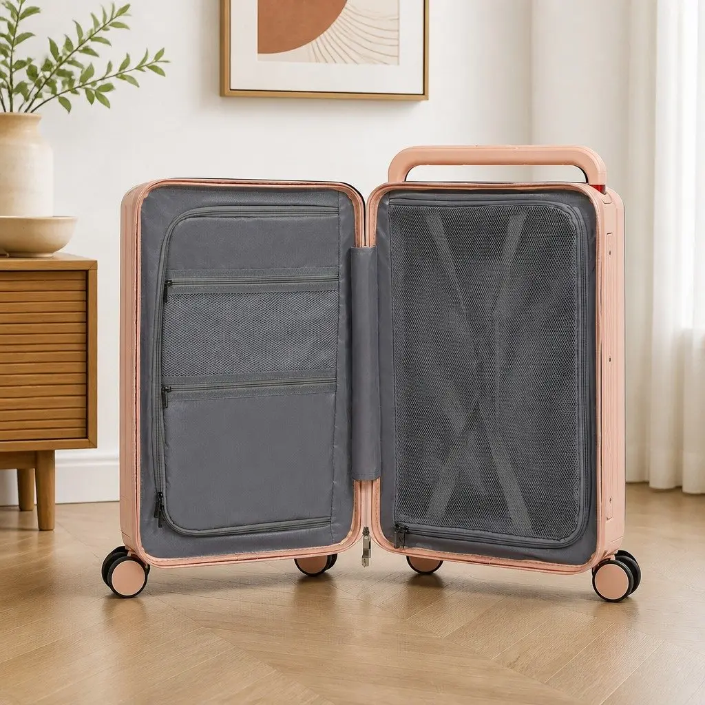 Luggage Hard Case Pink 26 Inch Wide Handle Suitcase with TSA Lock
