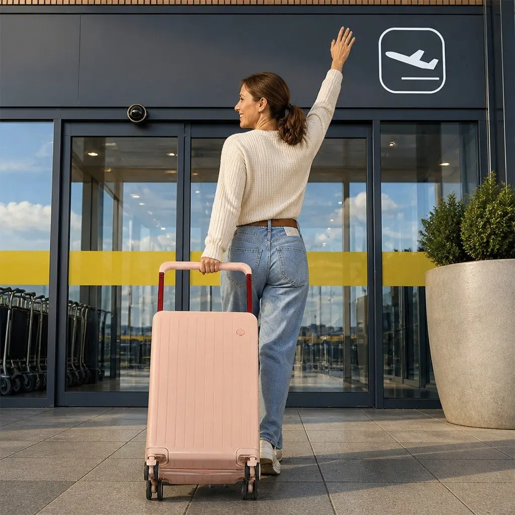 Luggage Hard Case Pink 26 Inch Wide Handle Suitcase with TSA Lock