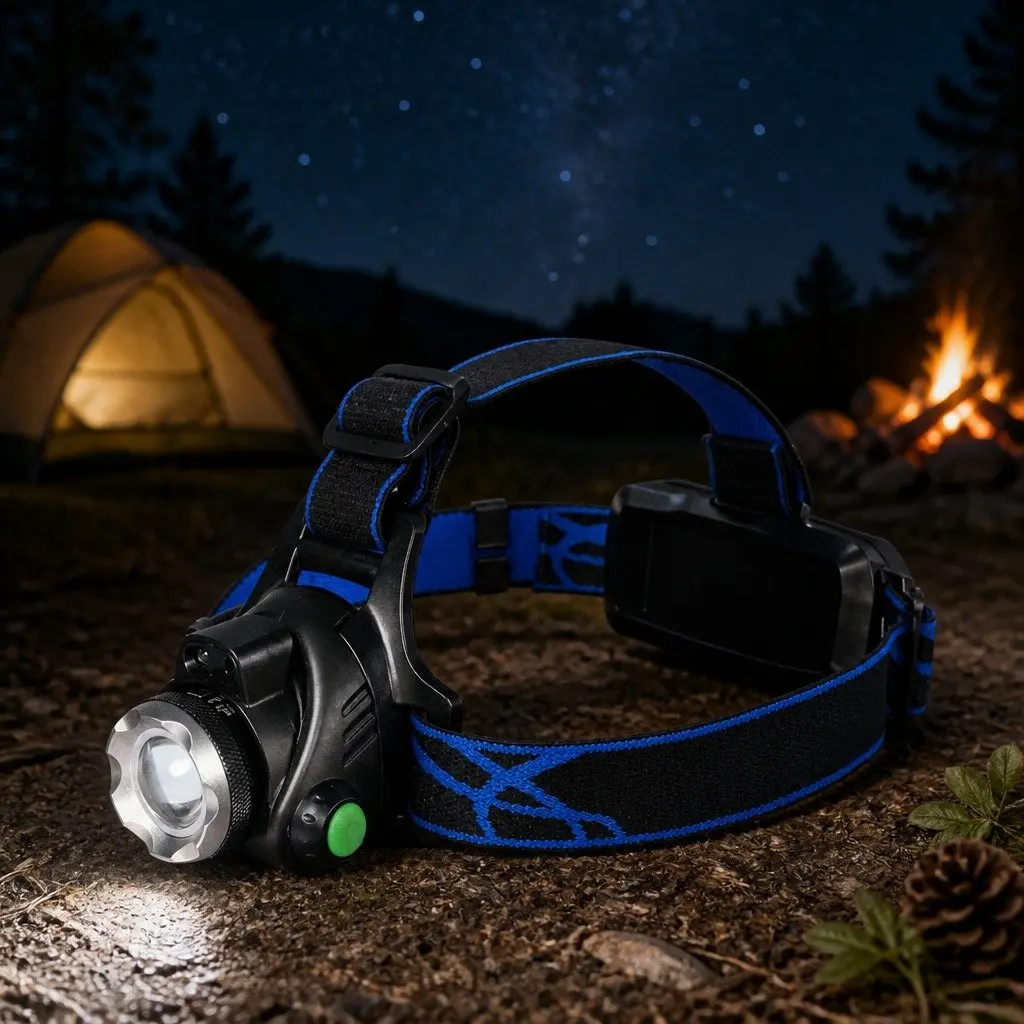 LED Headlamp Black 140 Lumens Rechargeable 90° Tilting Head Waterproof