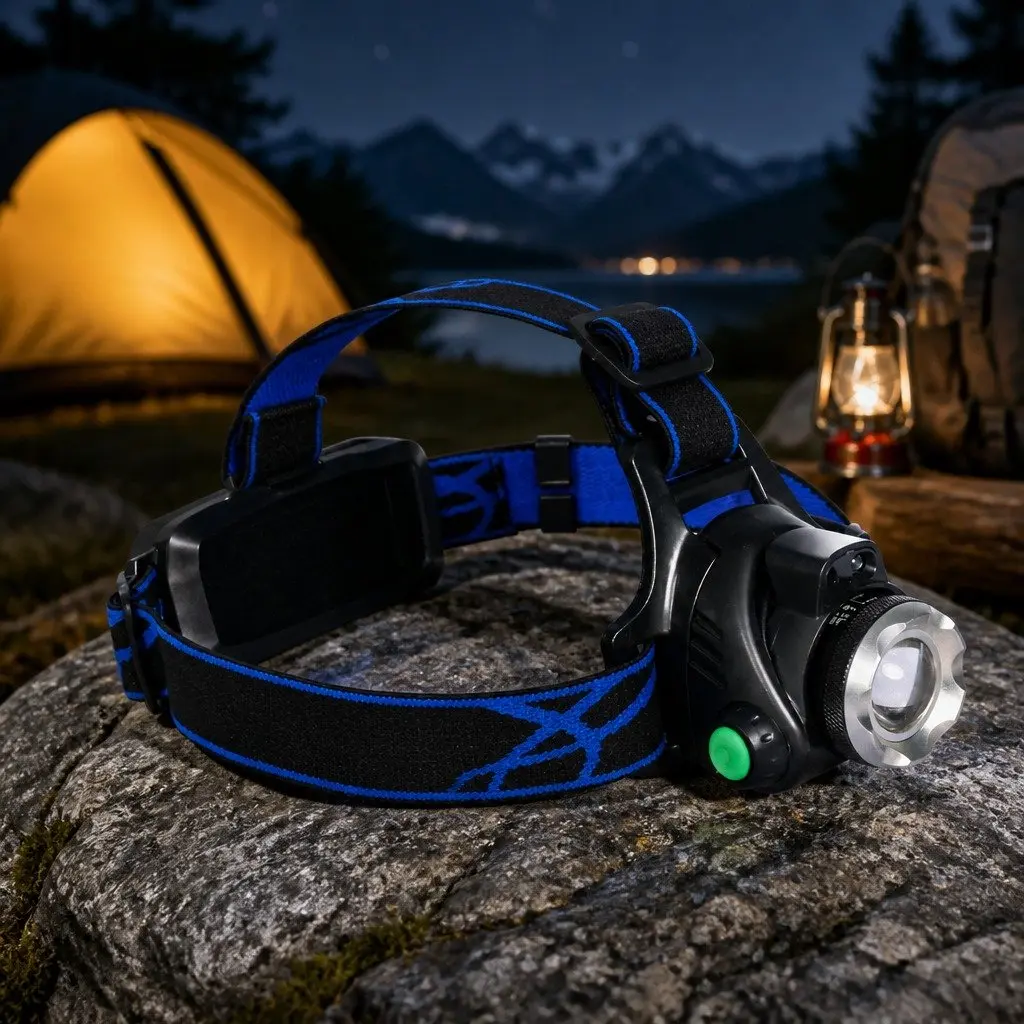 LED Headlamp Black 140 Lumens Rechargeable 90° Tilting Head Waterproof