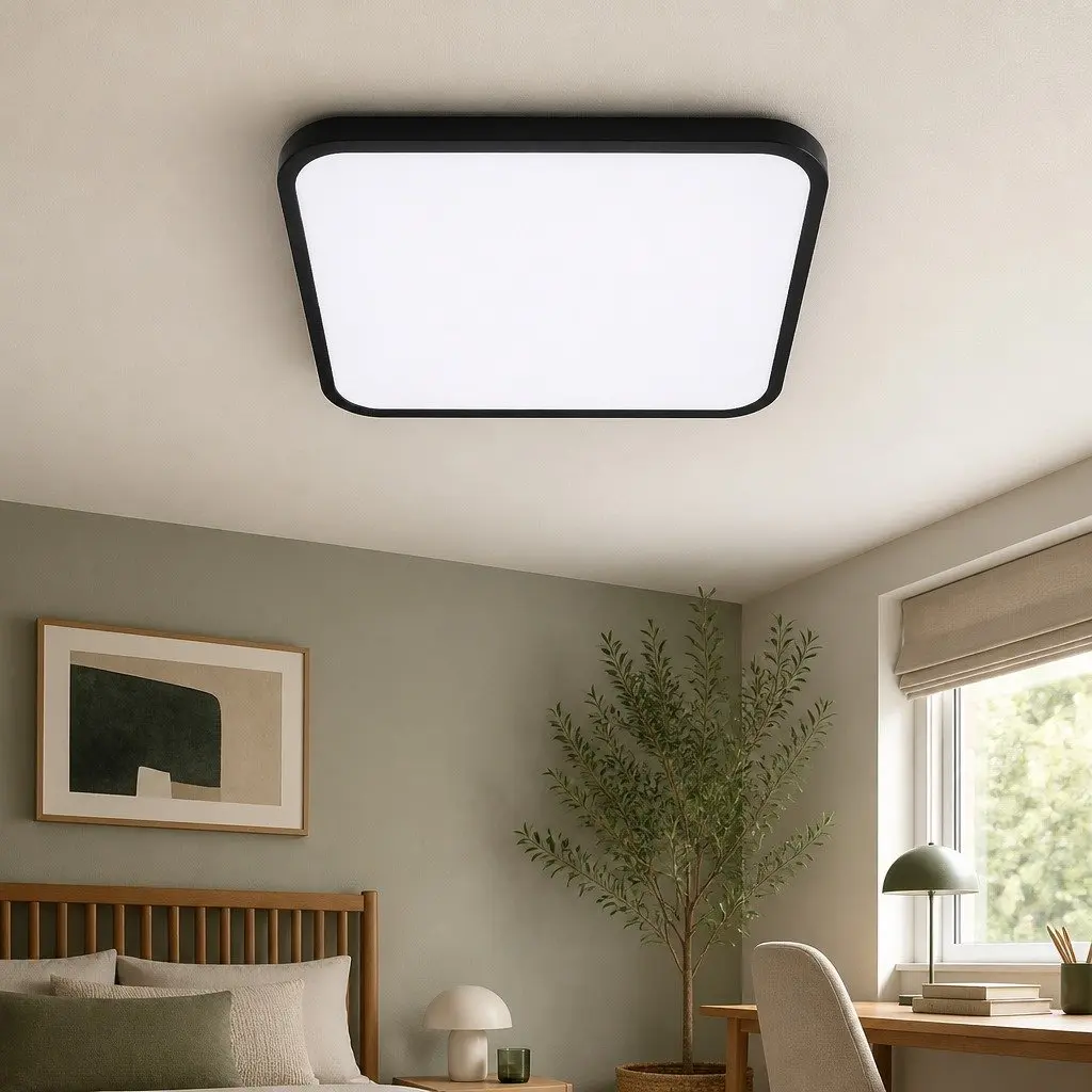 LED Ceiling Light Black 30cm 18W Ultra-Thin Panel Flush Mount