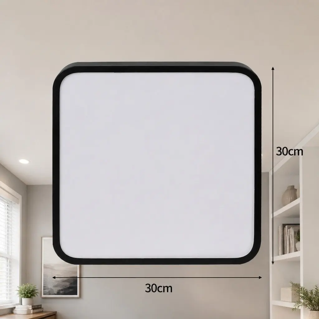 LED Ceiling Light Black 30cm 18W Ultra-Thin Panel Flush Mount
