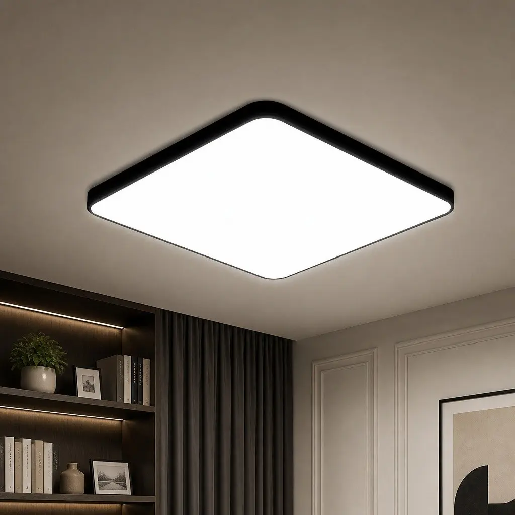 LED Ceiling Light Black 30cm 18W Ultra-Thin Panel Flush Mount