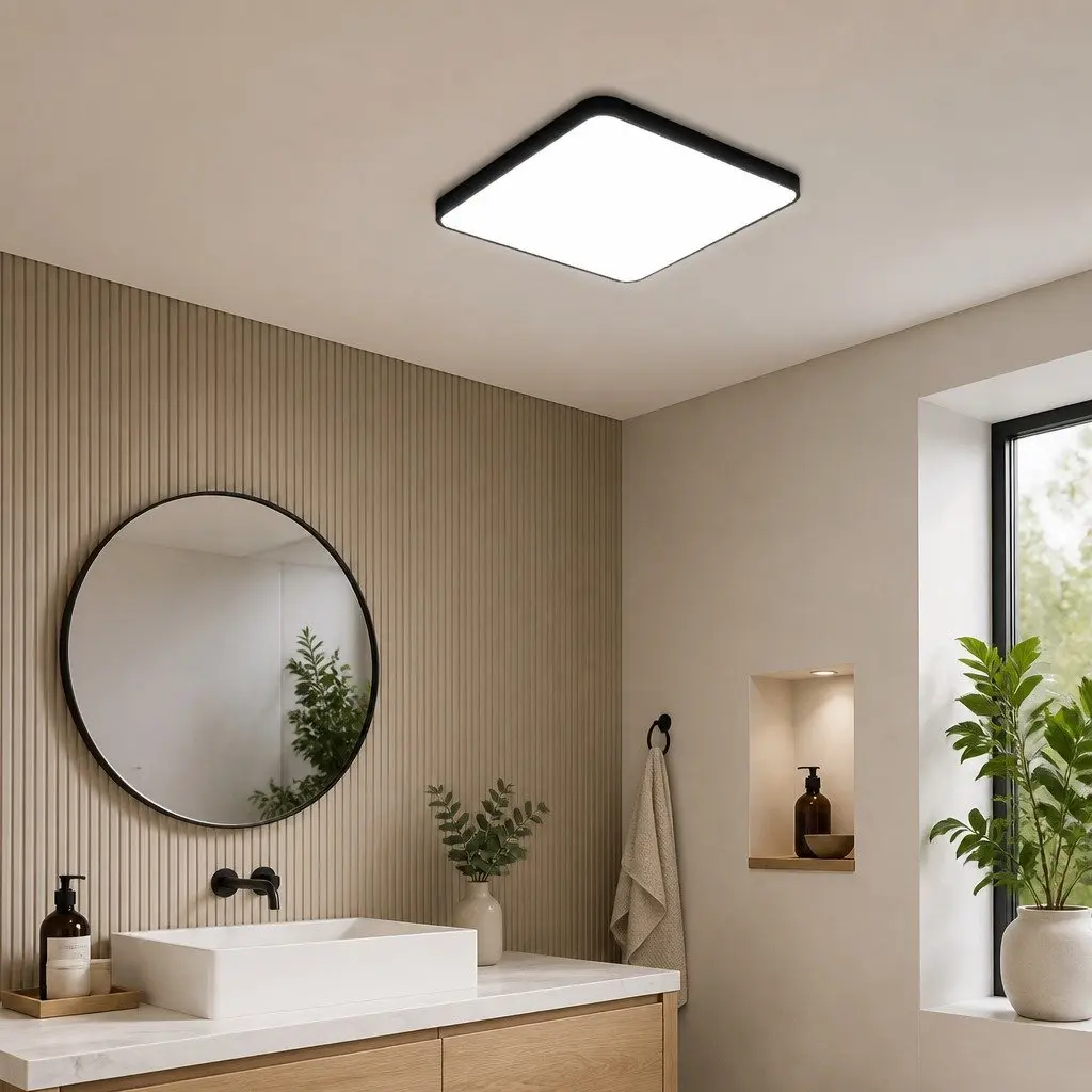 LED Ceiling Light Black 30cm 18W Ultra-Thin Panel Flush Mount