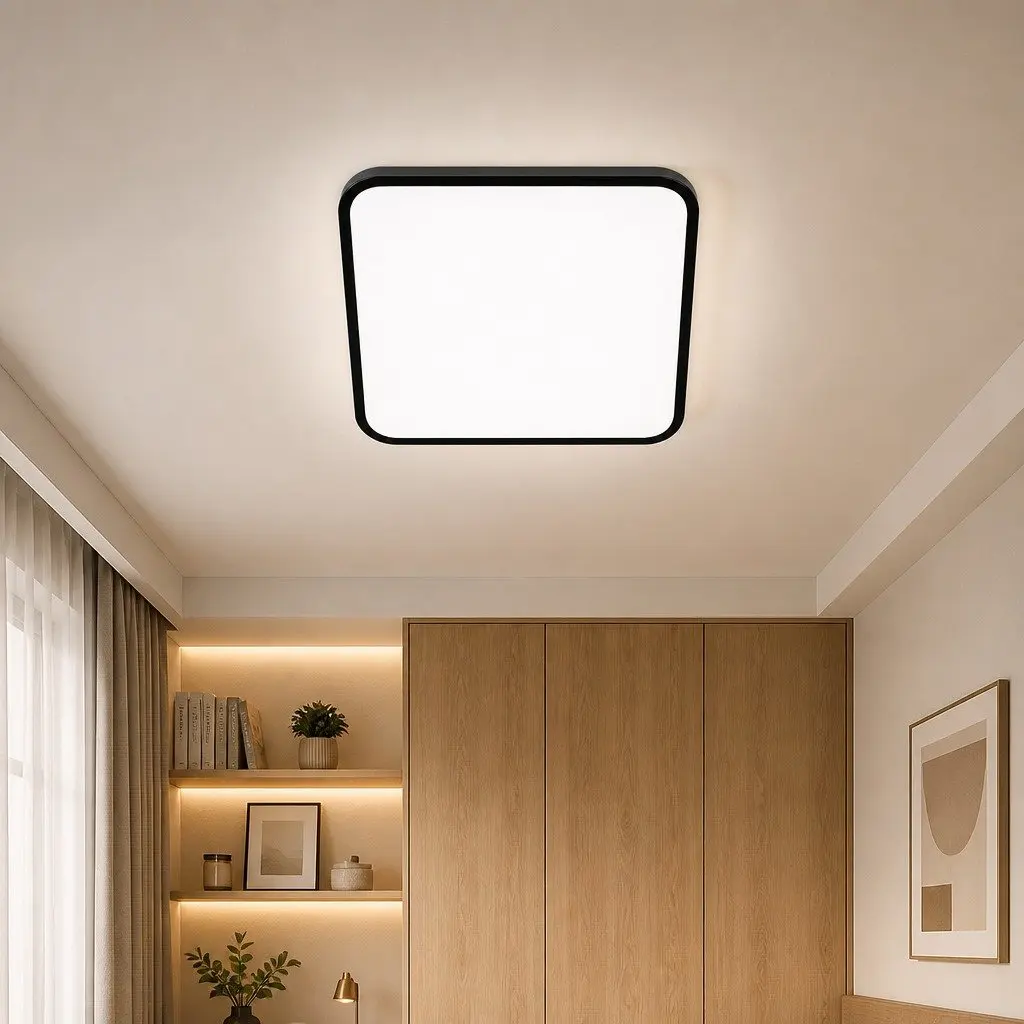 LED Ceiling Light Black 40cm Ultra-Thin Flush Mount Panel Cold White 27W