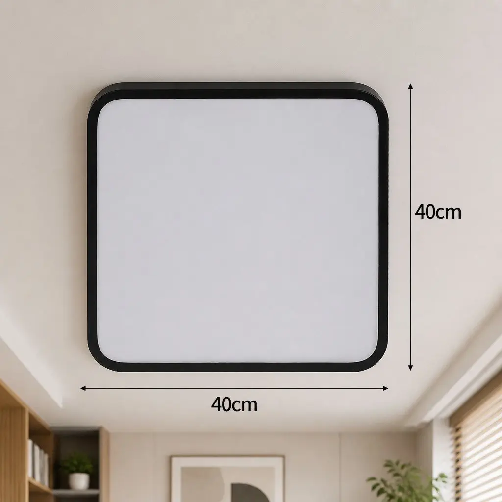 LED Ceiling Light Black 40cm Ultra-Thin Flush Mount Panel Cold White 27W