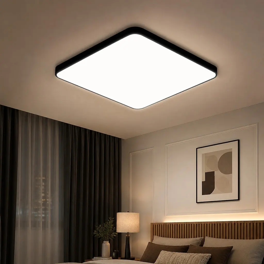 LED Ceiling Light Black 40cm Ultra-Thin Flush Mount Panel Cold White 27W