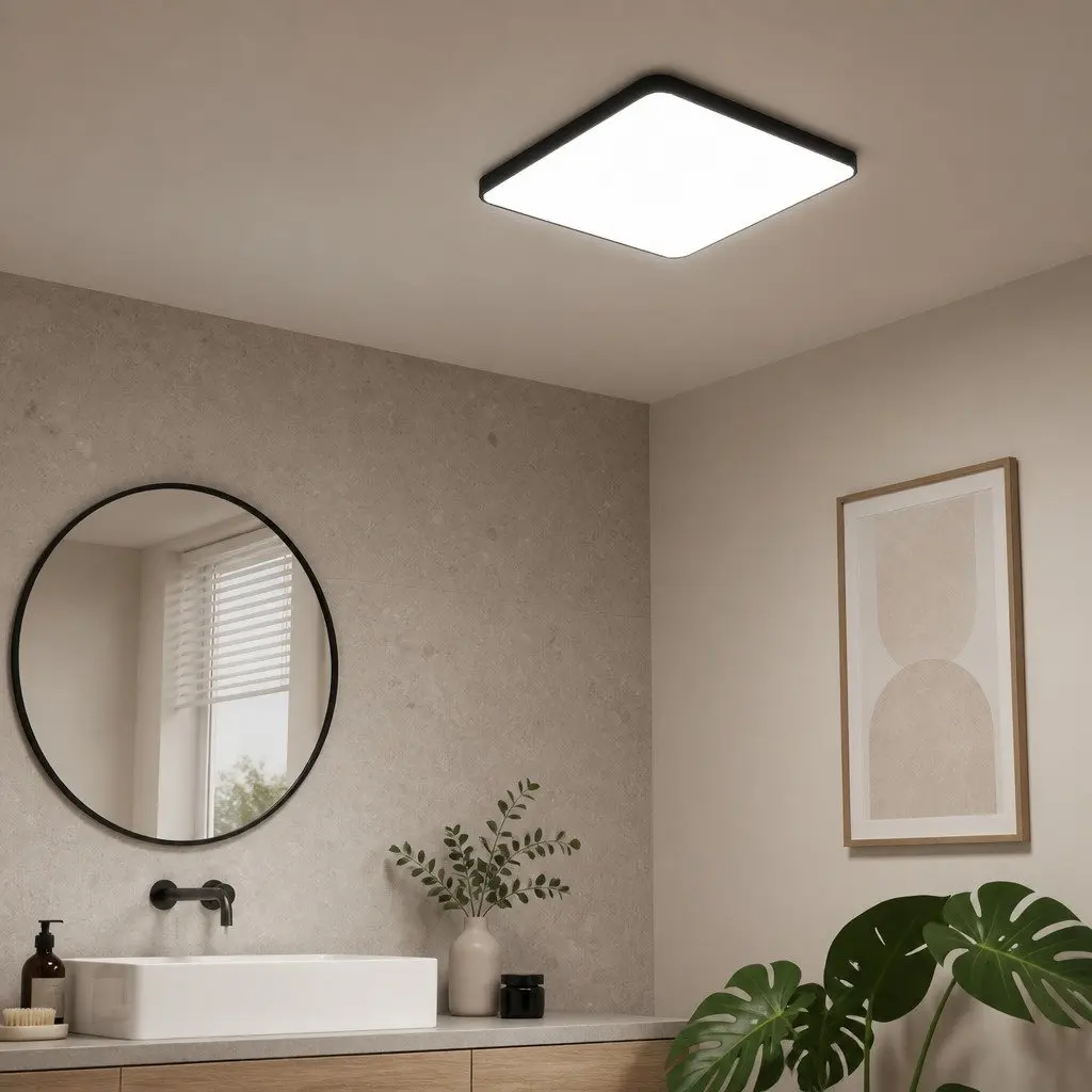 LED Ceiling Light Black 40cm Ultra-Thin Flush Mount Panel Cold White 27W