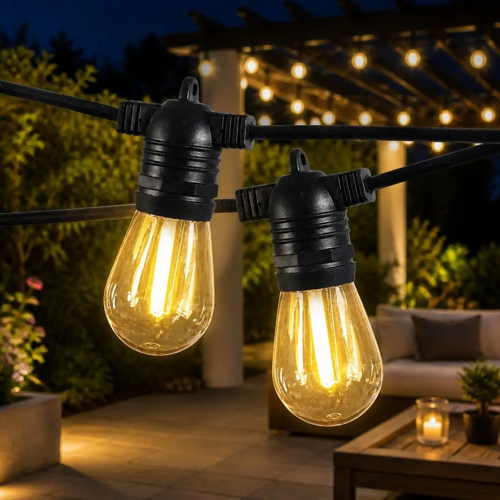 Festoon String Lights Warm White 30M 30 LED Bulbs Outdoor IP44