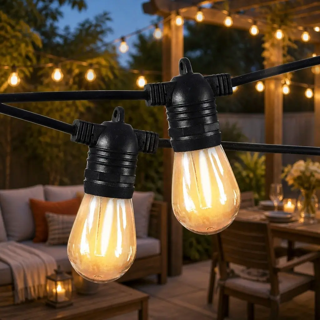 Festoon String Lights Warm White 30M 30 LED Bulbs Outdoor IP44