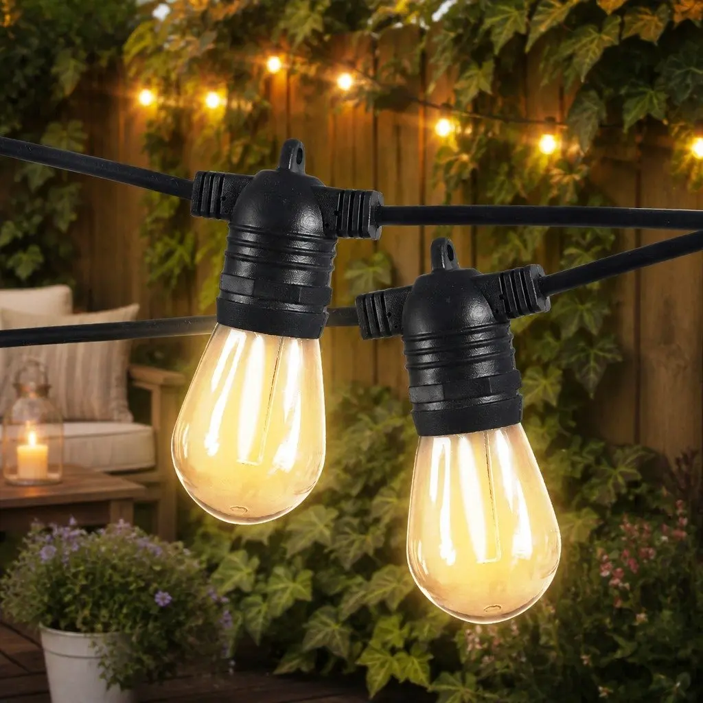 Festoon String Lights Warm White 30M 30 LED Bulbs Outdoor IP44