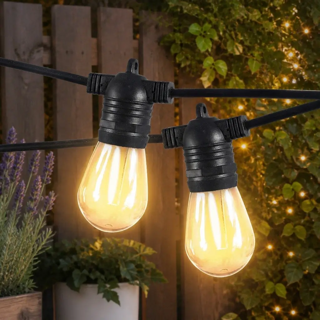 Festoon String Lights Warm White 40M 40 Bulbs S14 LED Outdoor Patio Garden Weatherproof