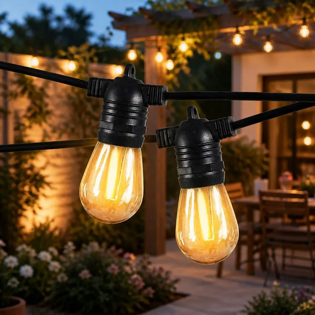 Festoon String Lights Warm White 50M 50 Bulbs Outdoor Indoor LED