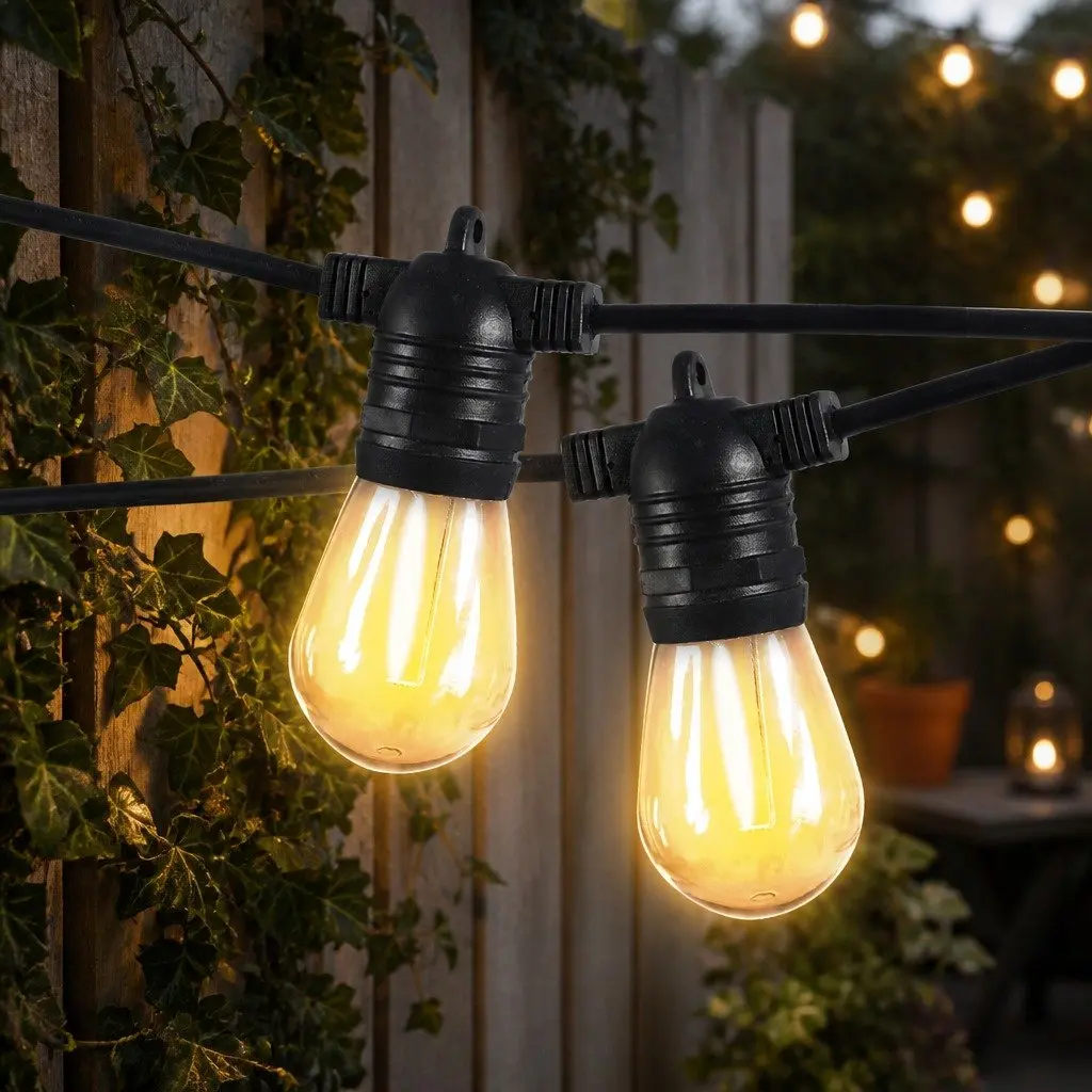 Festoon String Lights Warm White 50M 50 Bulbs Outdoor Indoor LED