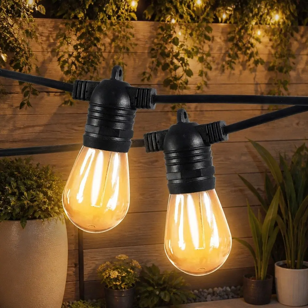 Festoon String Lights Warm White 50M 50 Bulbs Outdoor Indoor LED
