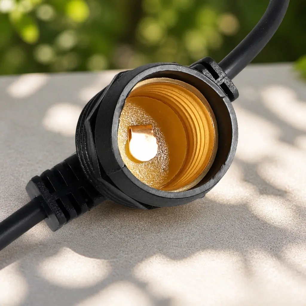 Festoon String Lights Warm White 60M 60 Bulbs Outdoor LED Weatherproof