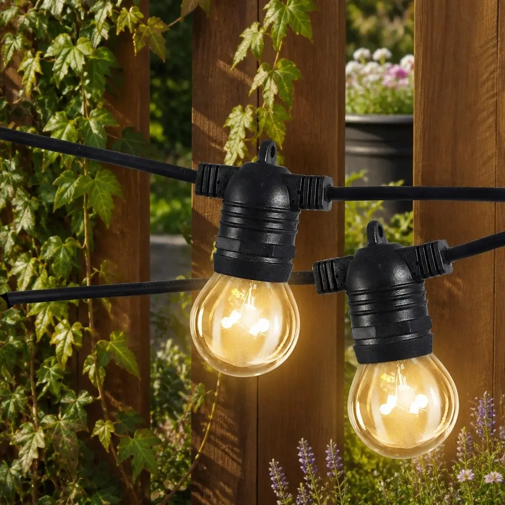 Festoon String Lights Warm White 50M 50 Bulbs Outdoor Garden Patio Decor