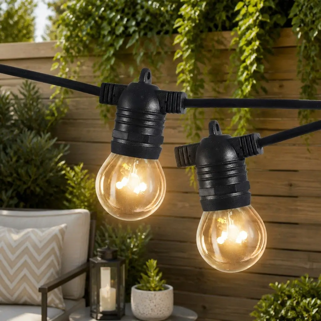 Festoon String Lights Warm White 50M 50 Bulbs Outdoor Garden Patio Decor