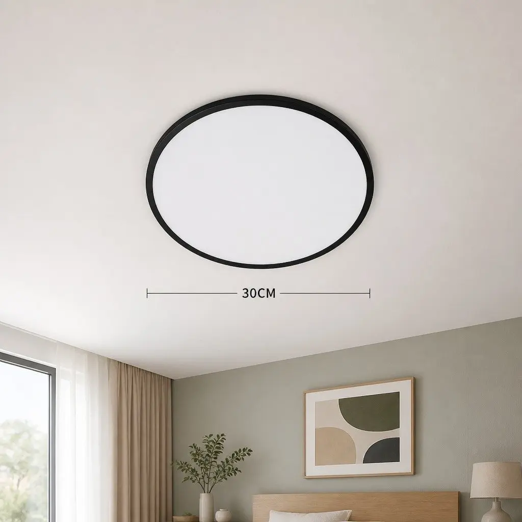 LED Ceiling Light Black 30cm 36W 3-Colour Dimmable Modern Interior Lighting