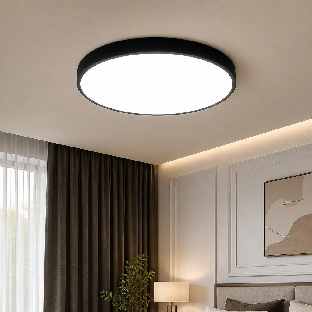 LED Ceiling Light Black 30cm 36W 3-Colour Dimmable Modern Interior Lighting