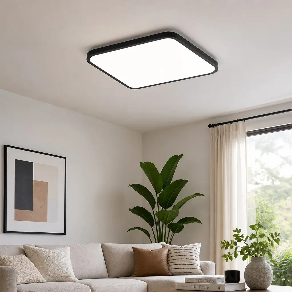LED Ceiling Light Black 30cm 36W 3-Colour Modern Flush Mount Fixture
