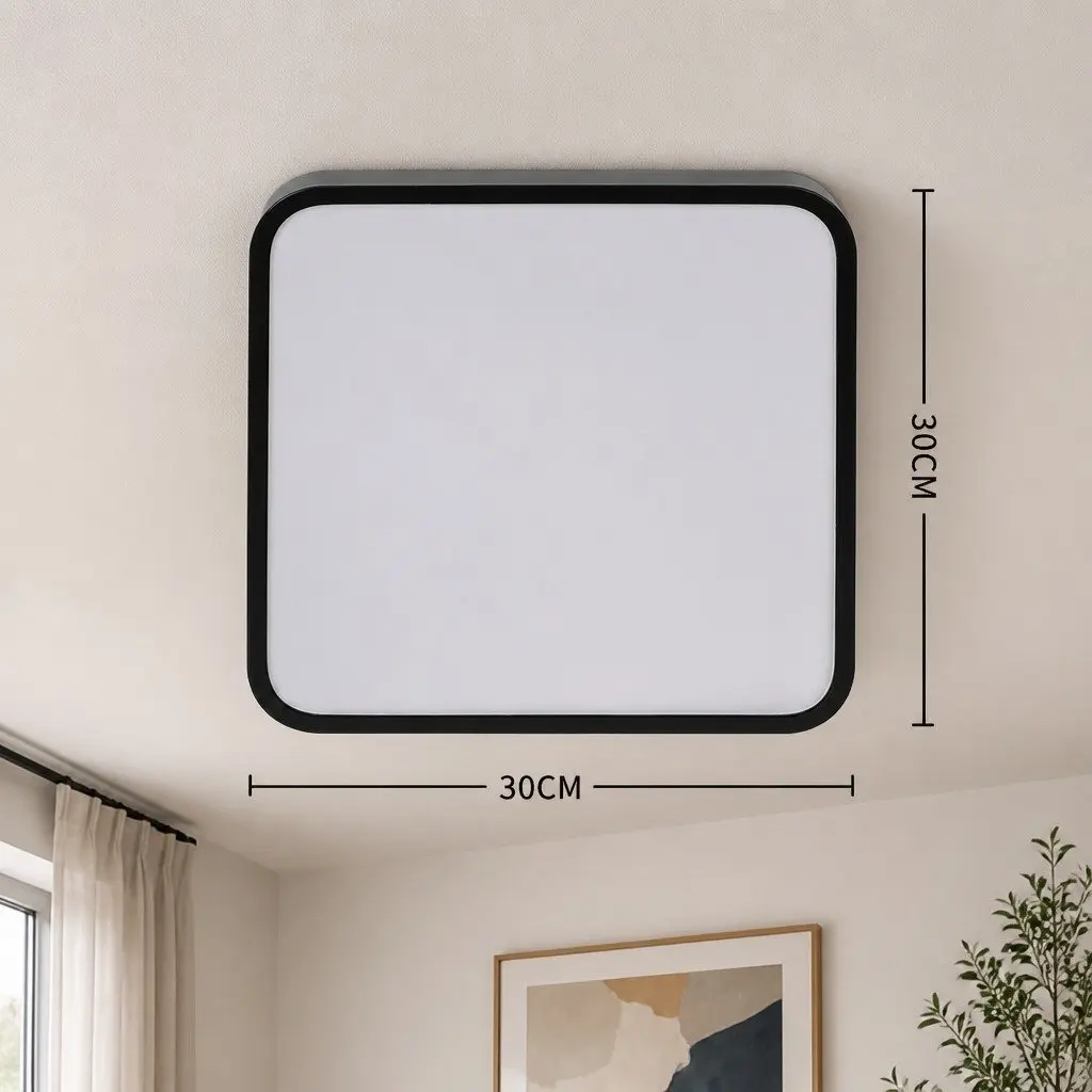 LED Ceiling Light Black 30cm 36W 3-Colour Modern Flush Mount Fixture