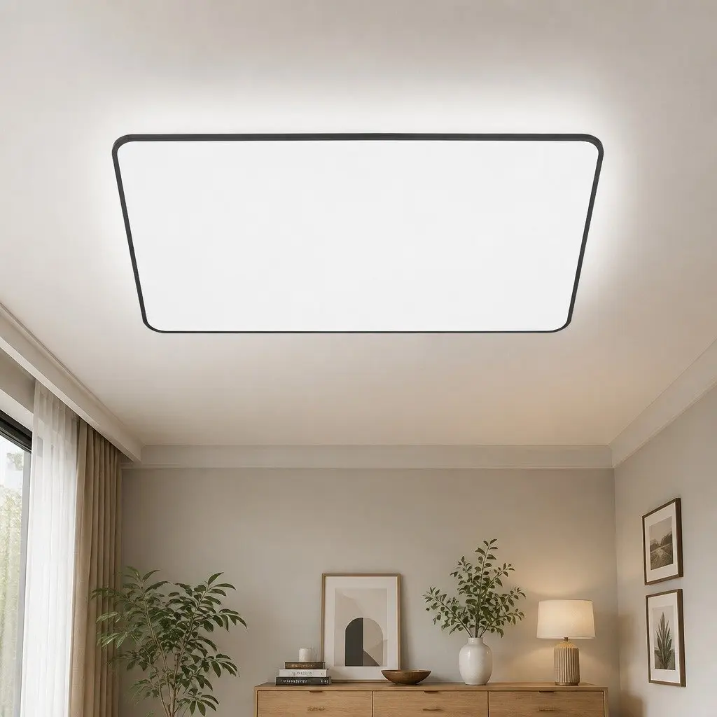 LED Ceiling Light 90W 3-Colour Ultra-Thin 5CM Black Modern Kitchen Bedroom