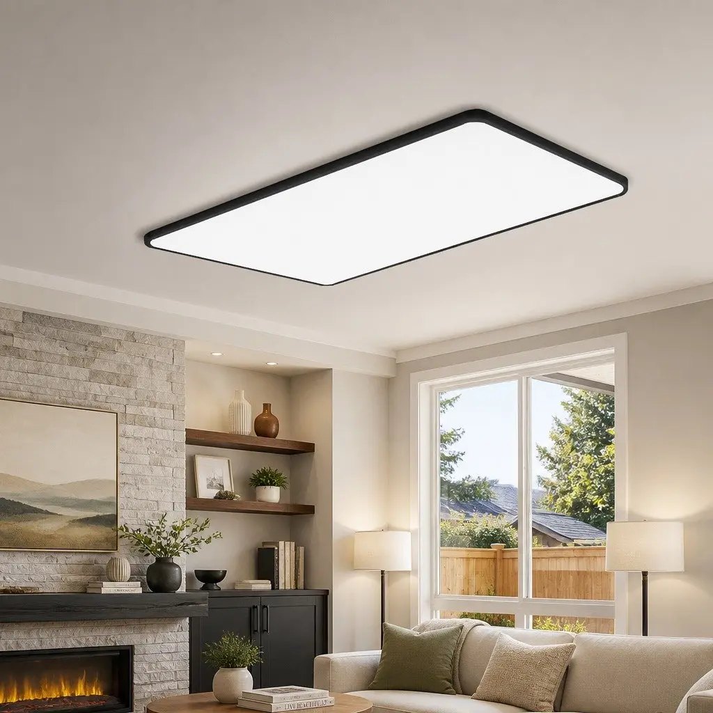 LED Ceiling Light 90W 3-Colour Ultra-Thin 5CM Black Modern Kitchen Bedroom