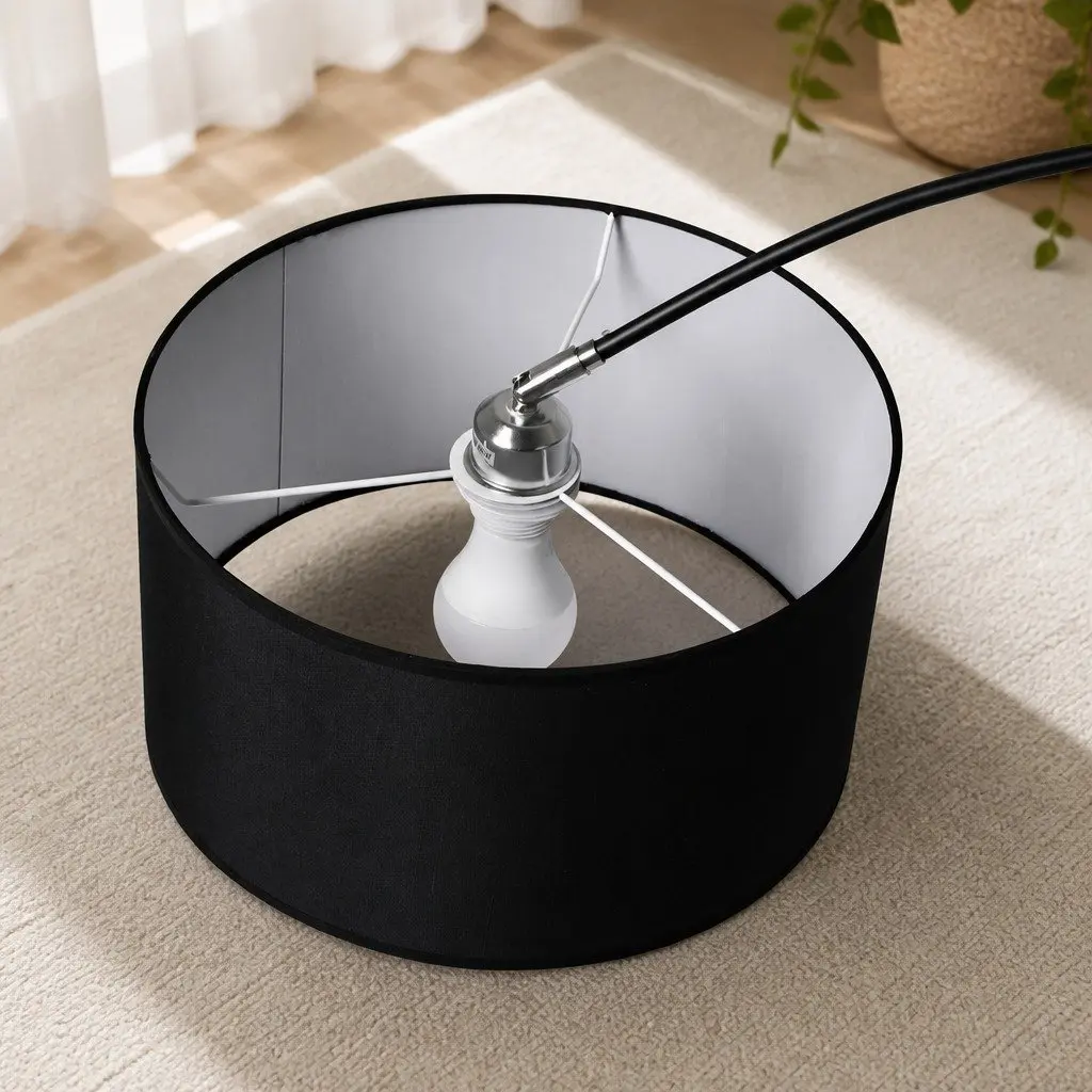 Modern LED Floor Lamp Reading Light Adjustable Arm Marble Base Black