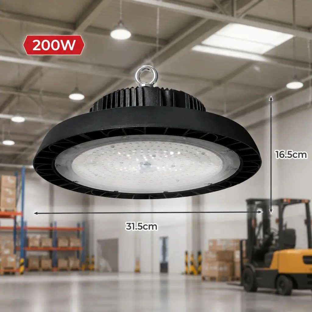 UFO LED High Bay Light 200W Warehouse Shop Lighting Fixture Bright Work Area