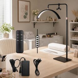 Concise LED Half Moon Floor Lamp for Beauty Tasks