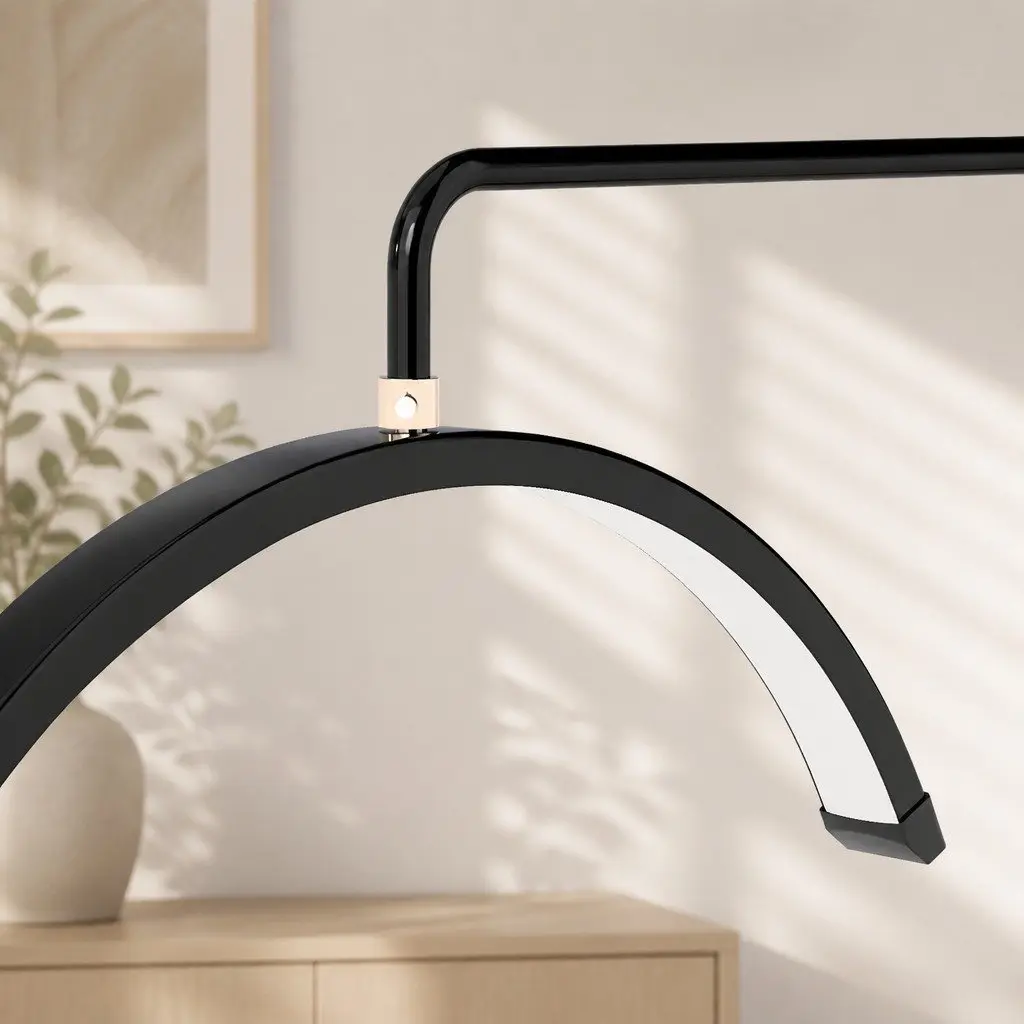 LED Lash Light Half Moon Floor Lamp for Beauty Salon Tattoo Makeup Adjustable